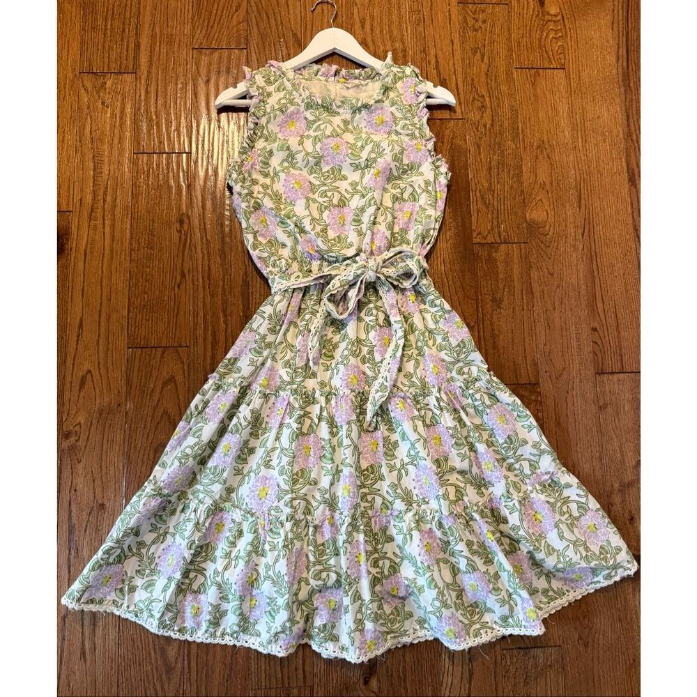 Roller Rabbit Daphne green and purple Floral midi dress size M - Picture 9 of 10